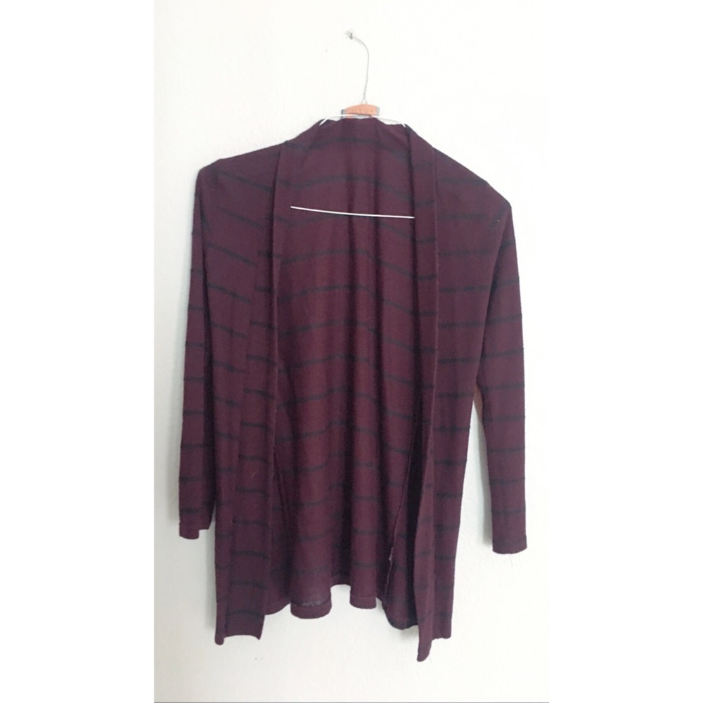 Maroon Striped Cardigan